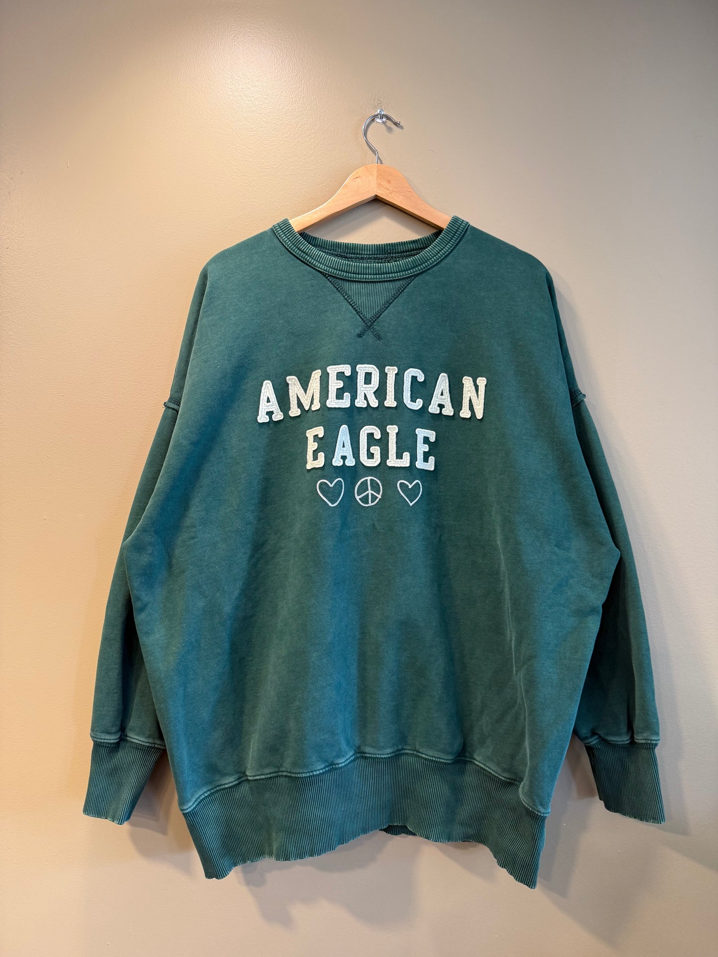 American Eagle Green Peace Crewneck Sweatshirt- L/XL