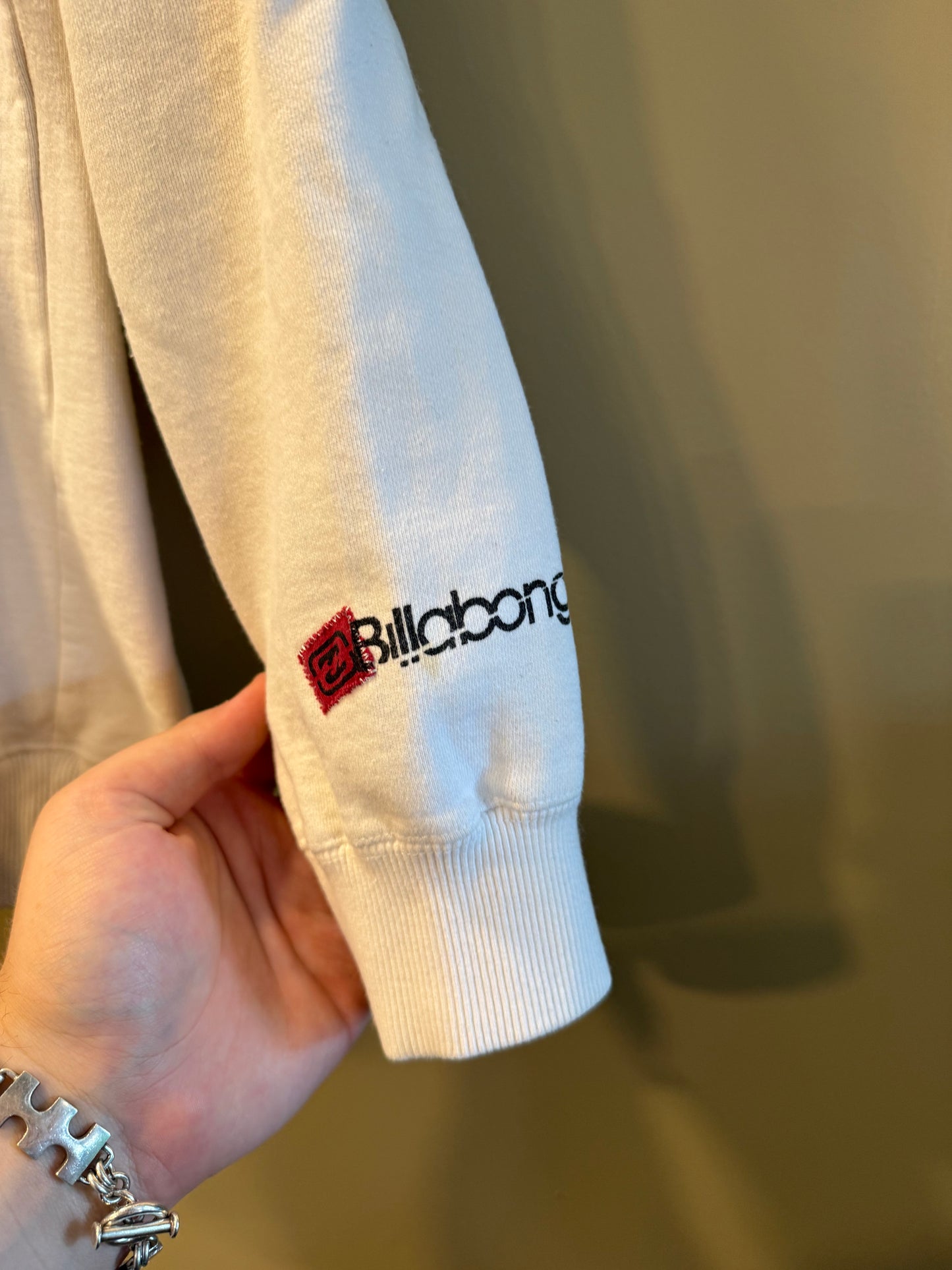 Vintage Billabong White Zip-Up Hoodie Sweatshirt- XL