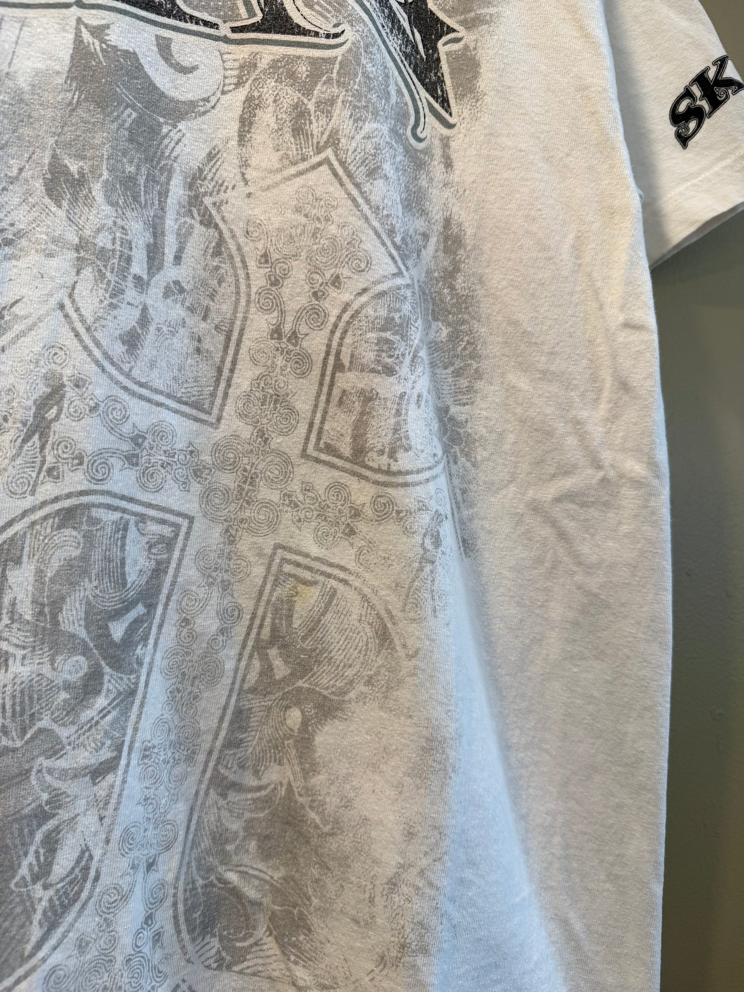 Vintage Skin All Over Print White Gothic T-Shirt- L