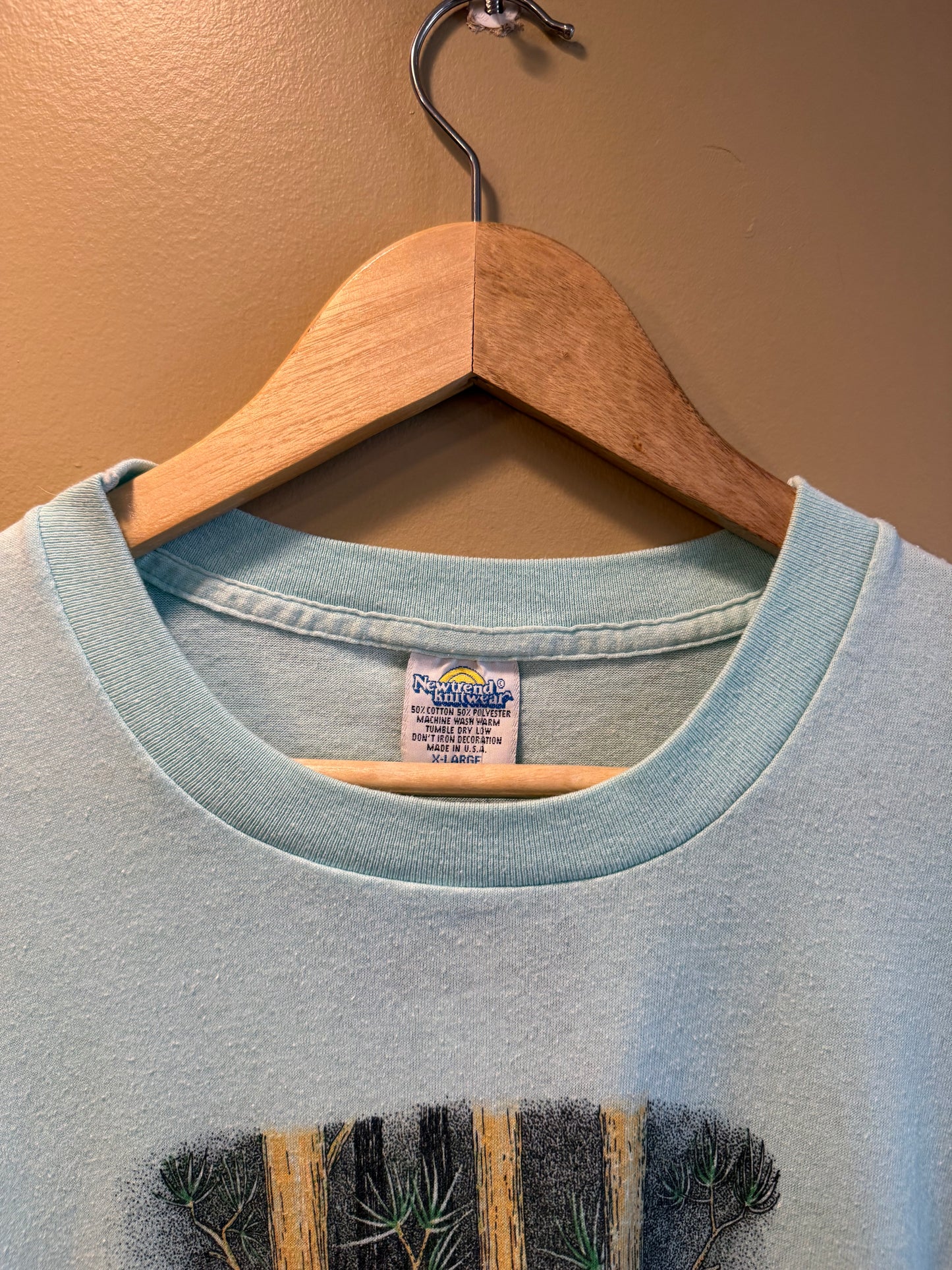 Vintage Black Bear Long Lake New York Blue T-Shirt- XL