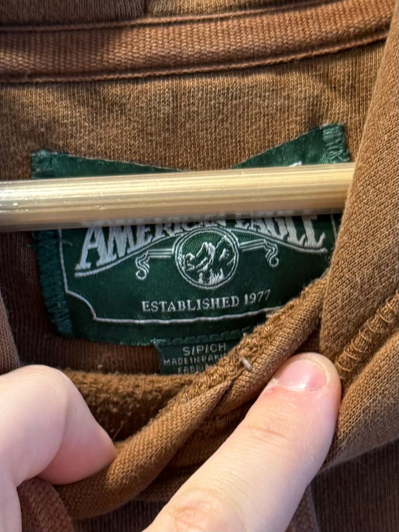 Vintage Y2K American Eagle Brown Hoodie Sweatshirt- S