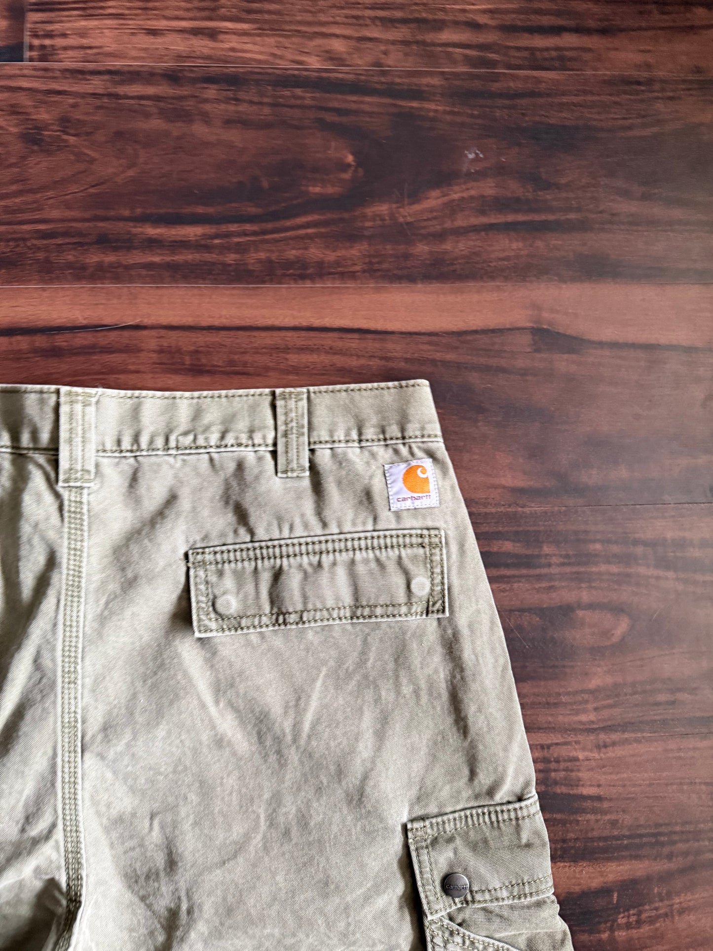 Carhartt Olive Green Relaxed Fit Cargo Shorts- 36