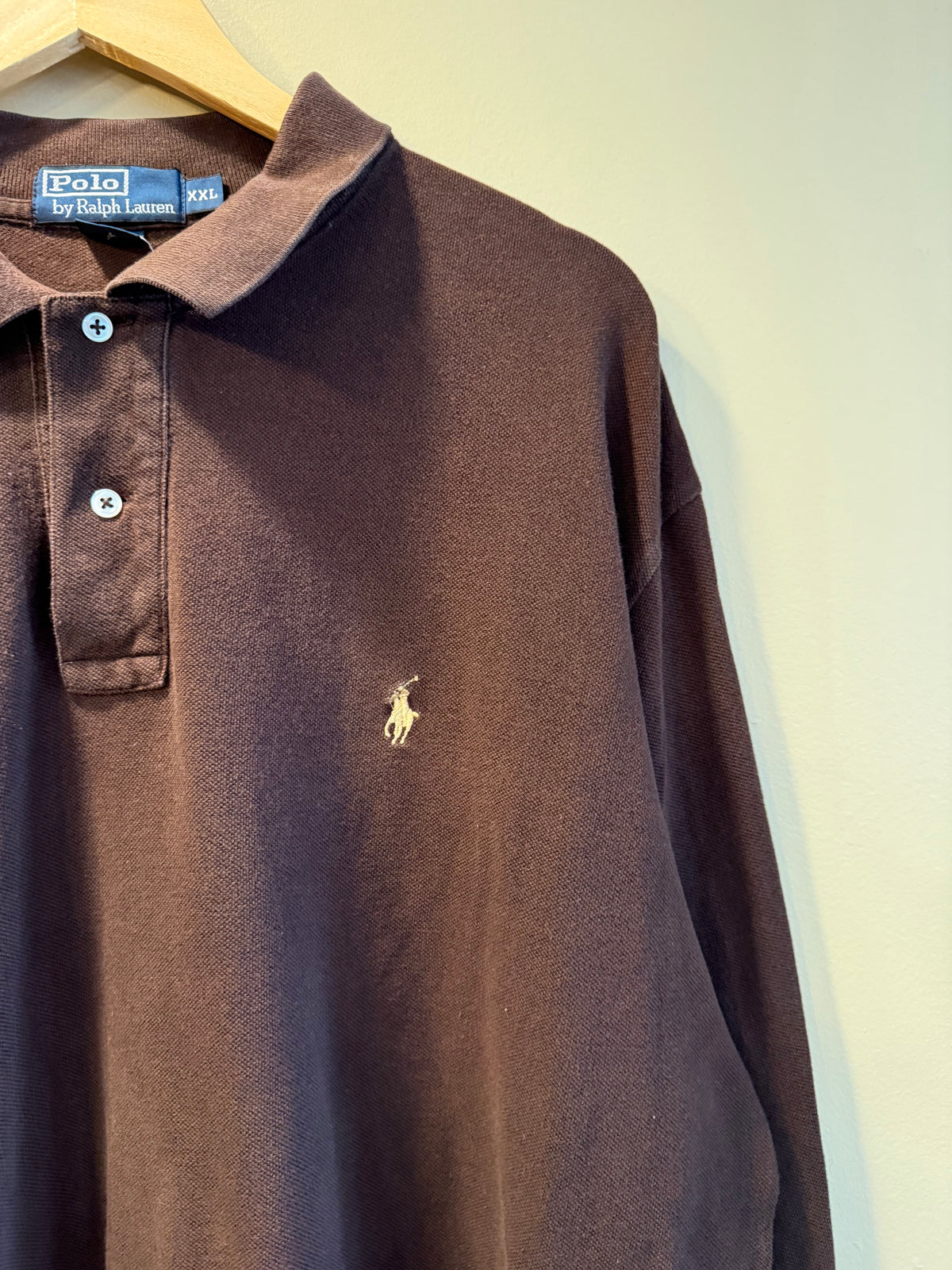 Vintage Polo Ralph Lauren Brown Long Sleeve Polo Shirt- XXL