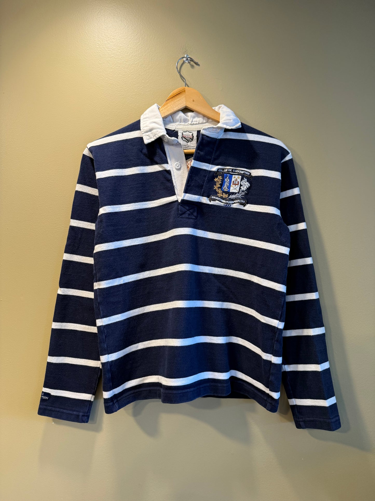 Vintage Collège de l'Assomption Blue Striped Rugby Shirt- S