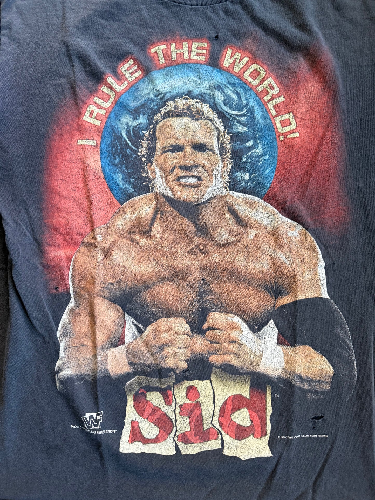 Vintage WWF Sid I Rule The World Cut-Off Wrestling T-Shirt- XL