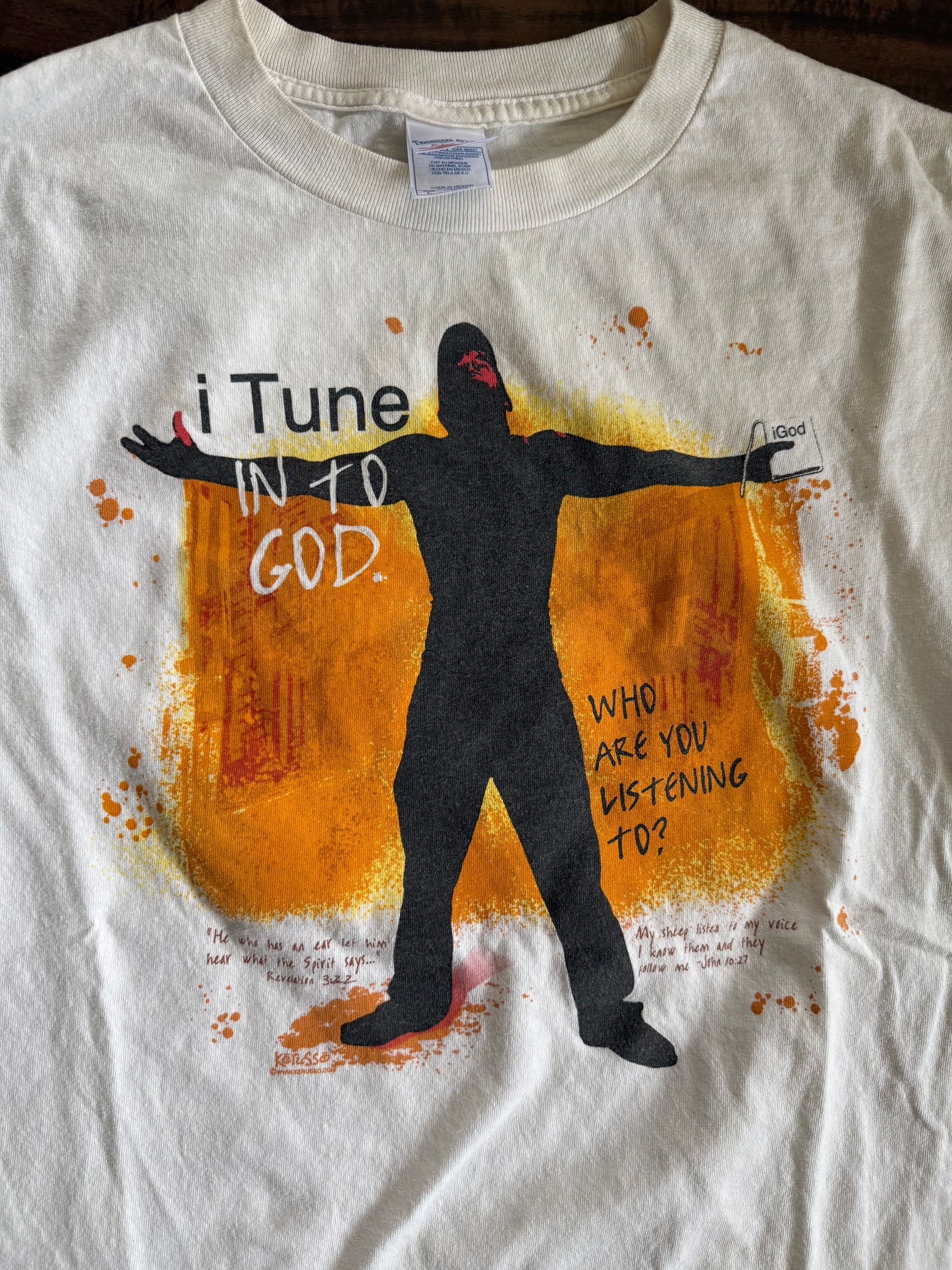 Vintage i Tune In To God Apple Jesus T-Shirt- L