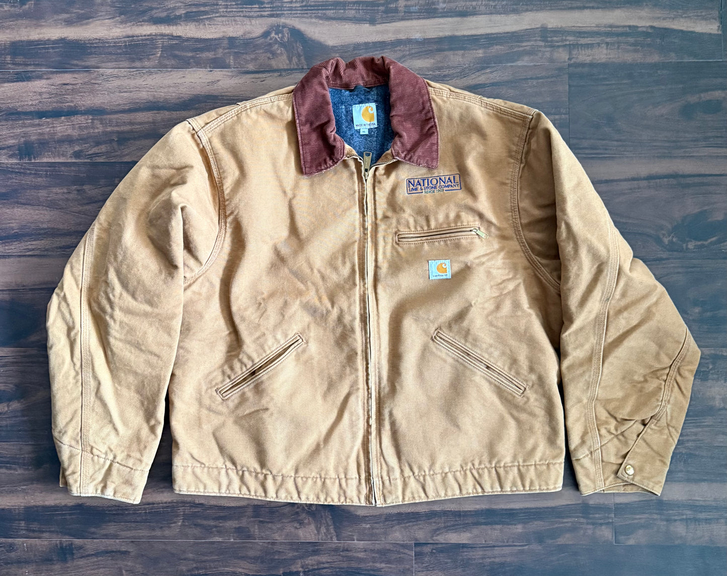 Vintage Carhartt J001 BRN Embroidered Detroit Jacket- XL