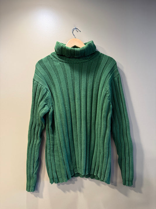 Vintage GAP Green Knit Cotton Turtleneck Sweater- L
