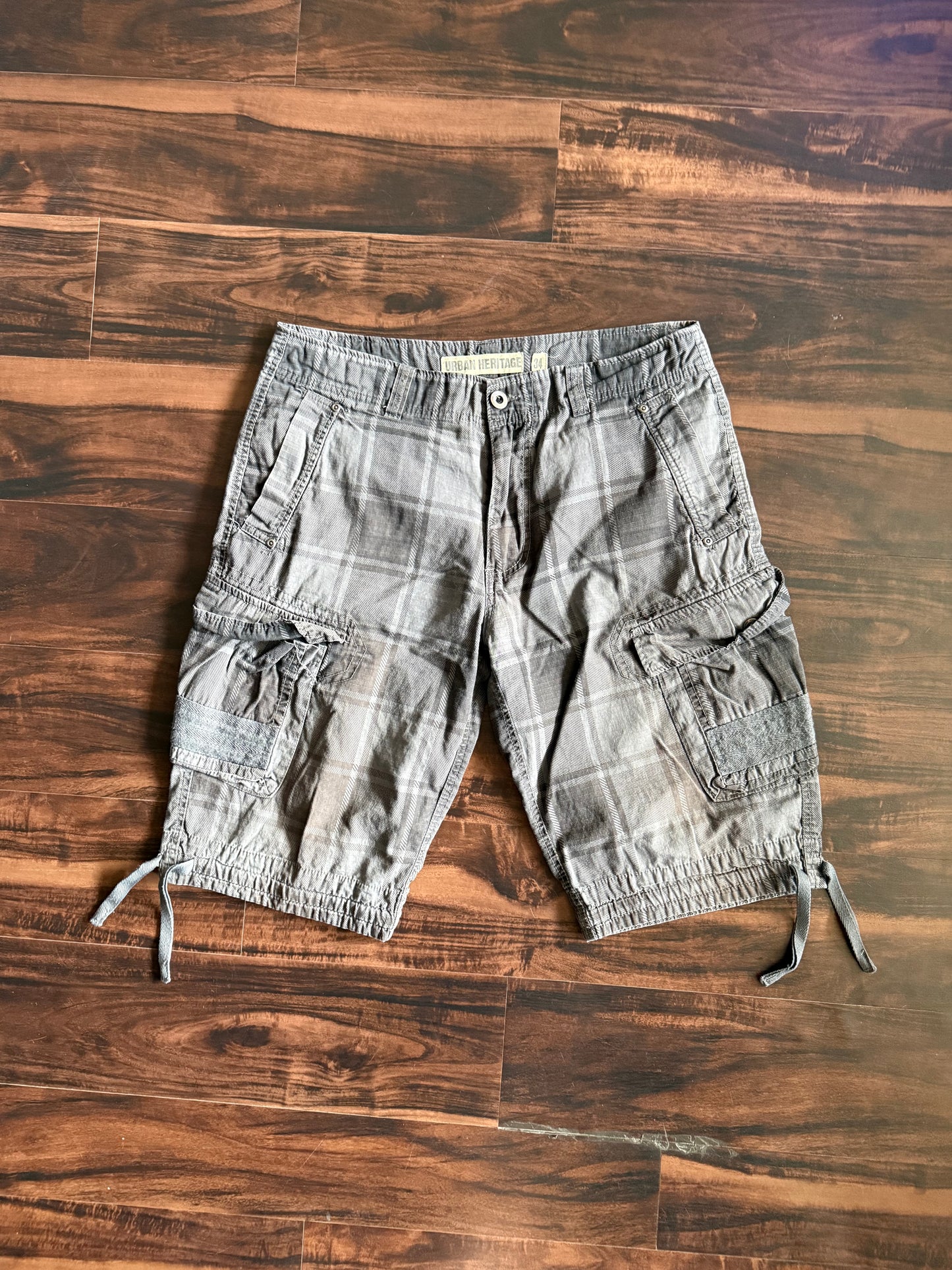 Vintage Urban Heritage Black Checkered Cargo Shorts- 34