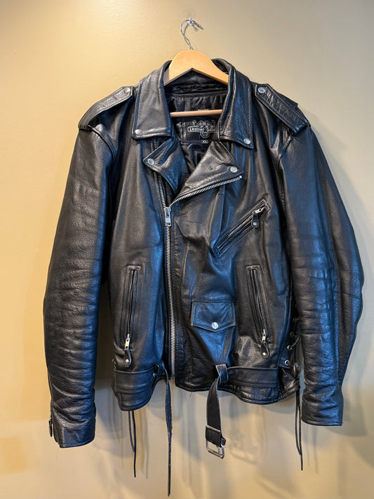 Vintage Leather Gallery Western Biker Black Leather Jacket- L