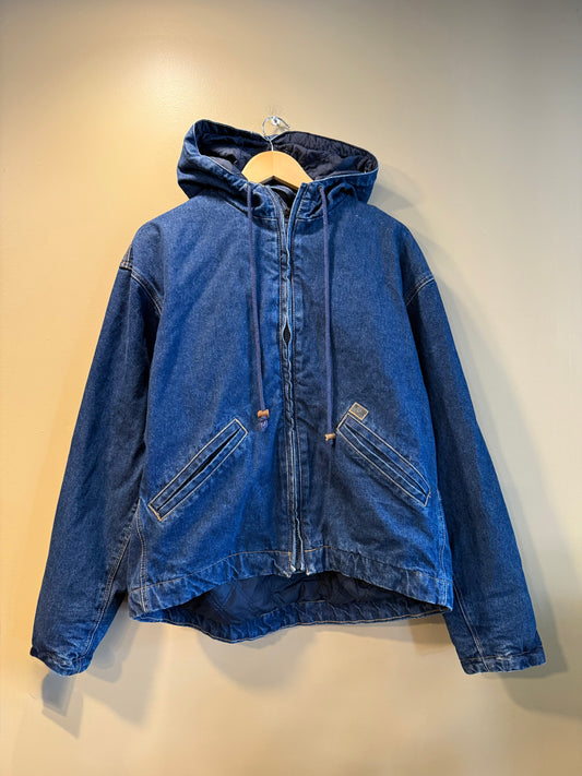 Vintage Riggs Workwear Denim Hooded Zip-Up Jacket- L