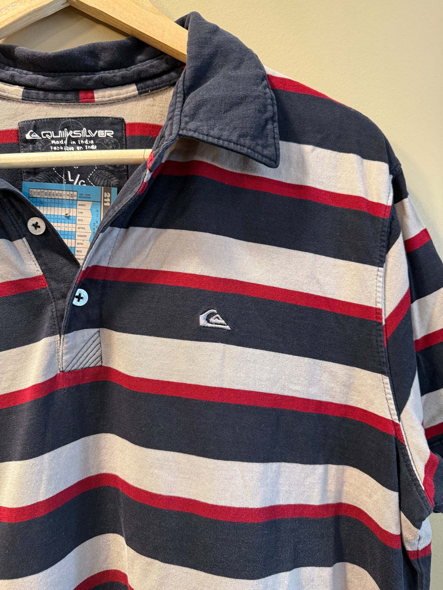 Vintage Quiksilver Striped Polo Shirt- L
