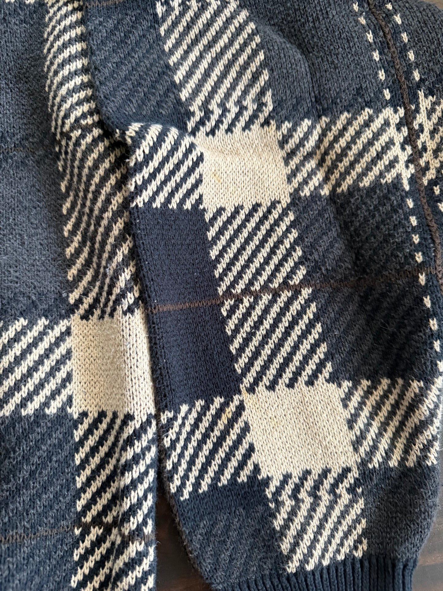 Vintage Woods & Gray Tartan Earth Tones Cotton Sweater- L