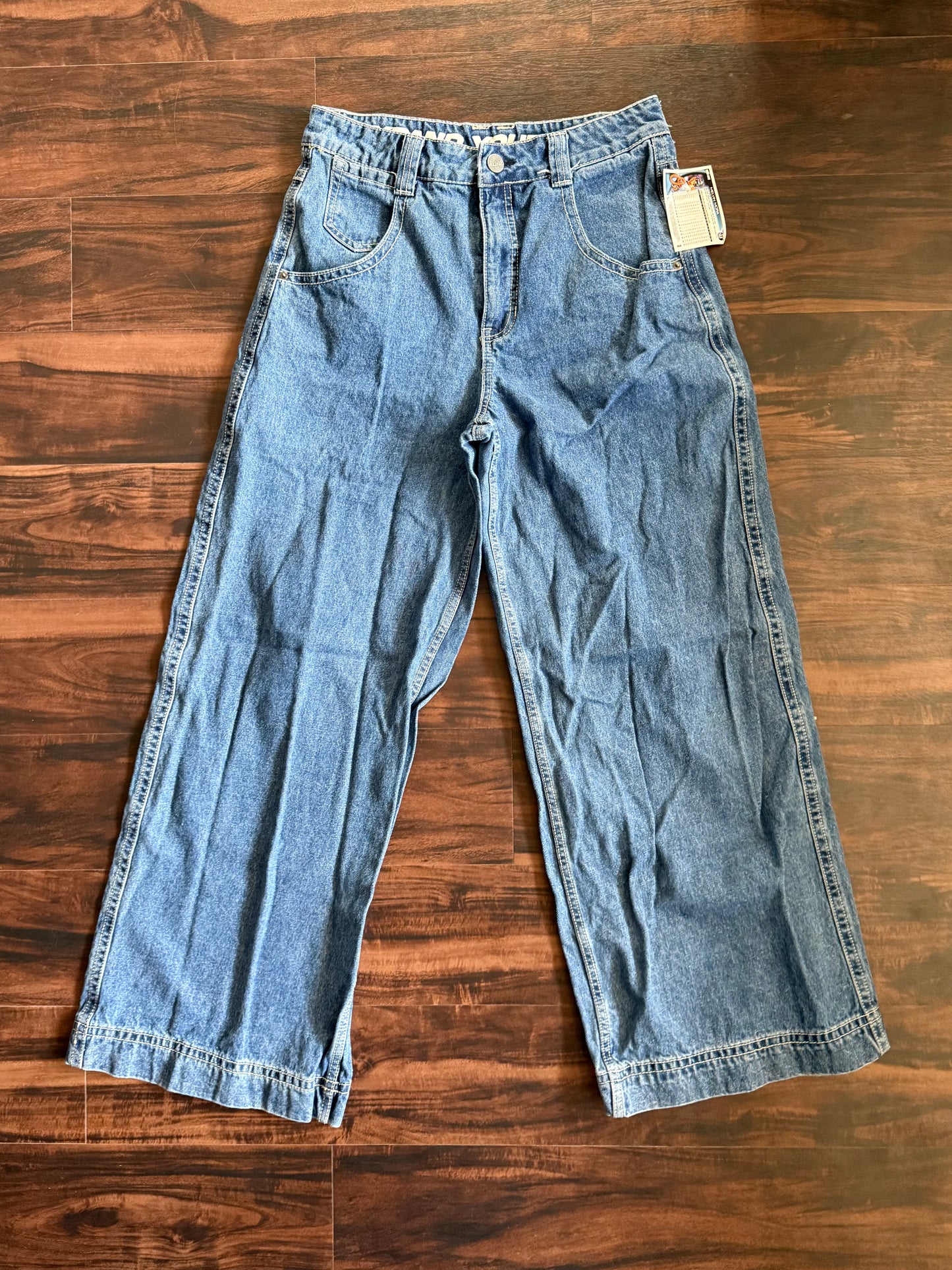 Alab Wide Leg Embroidered Baggy Denim Jeans- 32x33