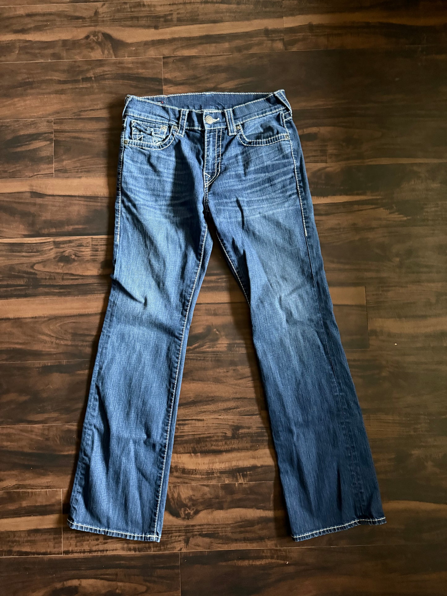 Vintage True Religion Dark Wash Flare Denim Jeans- 33x34