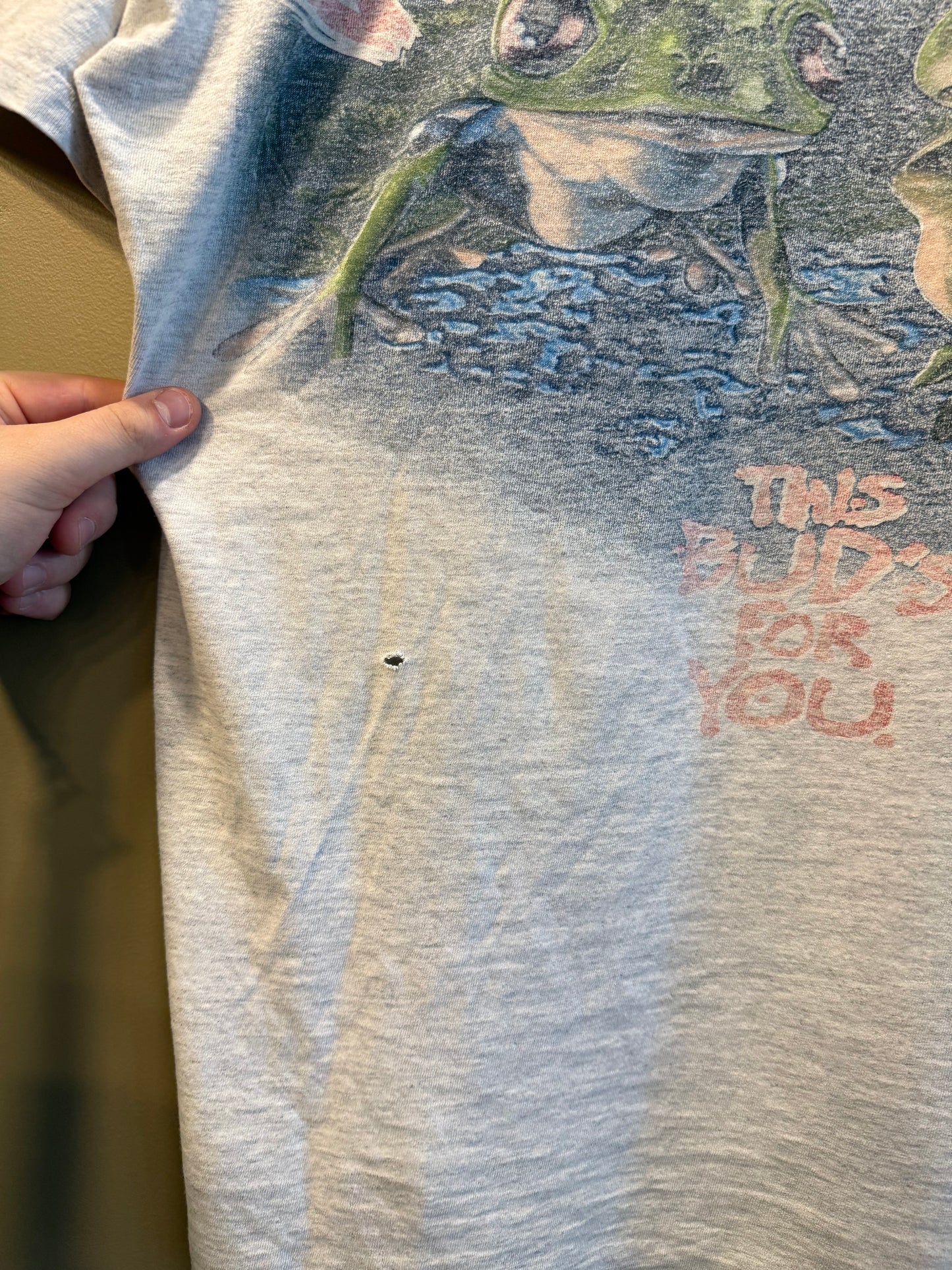 Vintage Budweiser Frogs Faded Gray T-Shirt- XXL