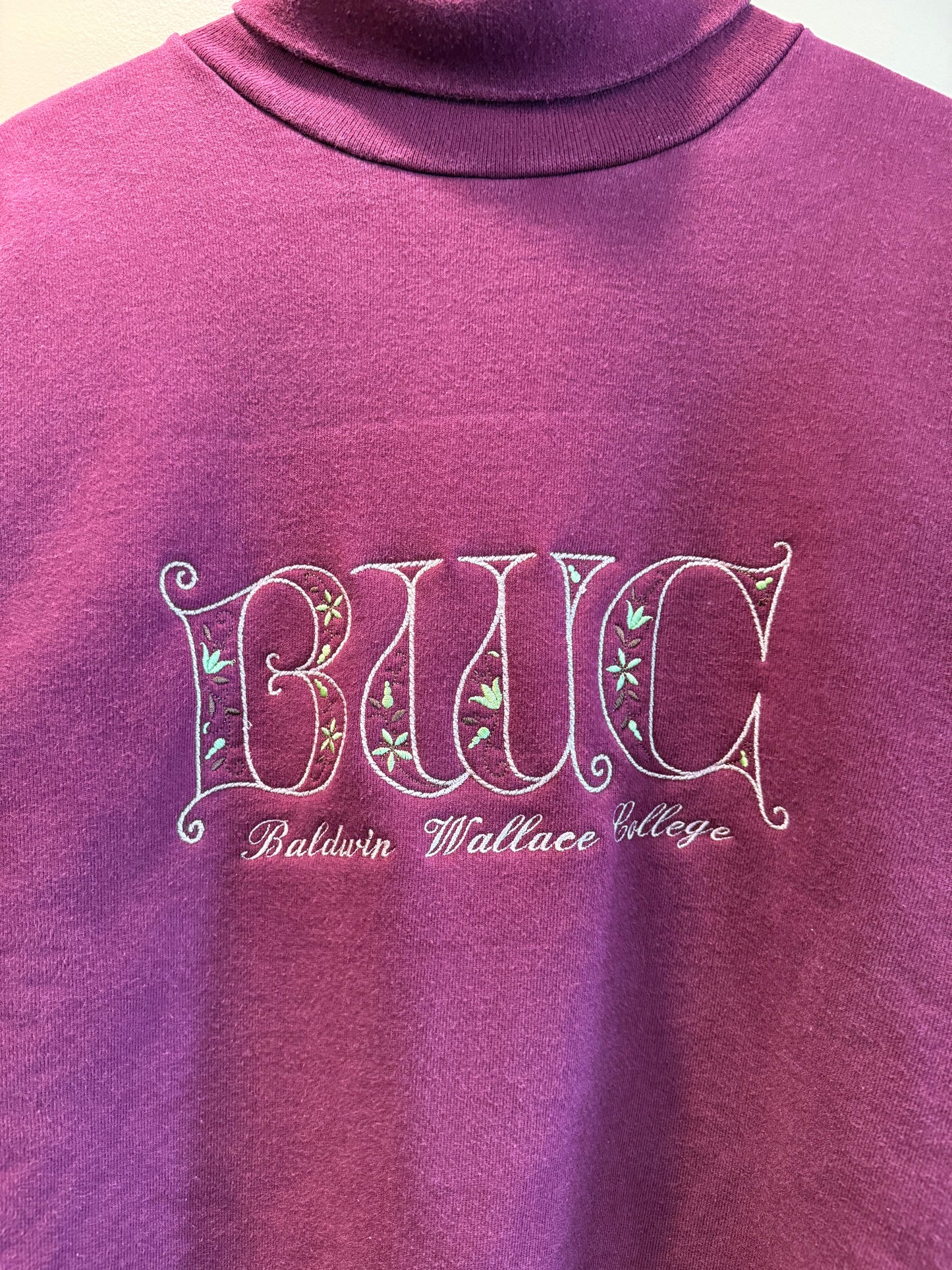 Vintage Baldwin Wallace College Maroon Turtleneck Sweatshirt- XL
