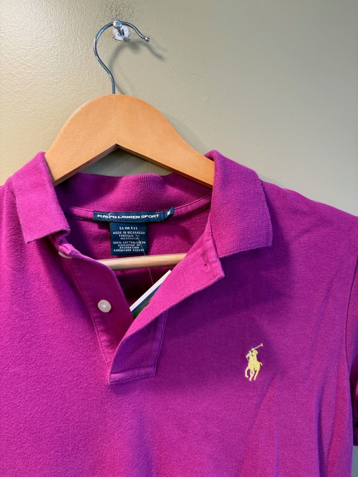 Vintage Y2K Ralph Lauren Sport Mauve Woman’s Fitted Polo T-Shirt - M
