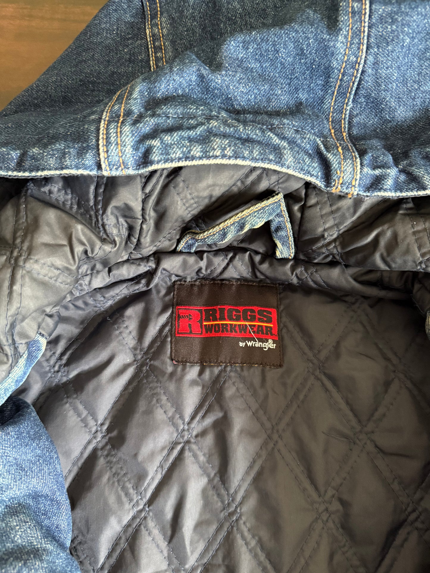 Vintage Wrangler Riggs Workwear Denim Hooded Jacket- XL