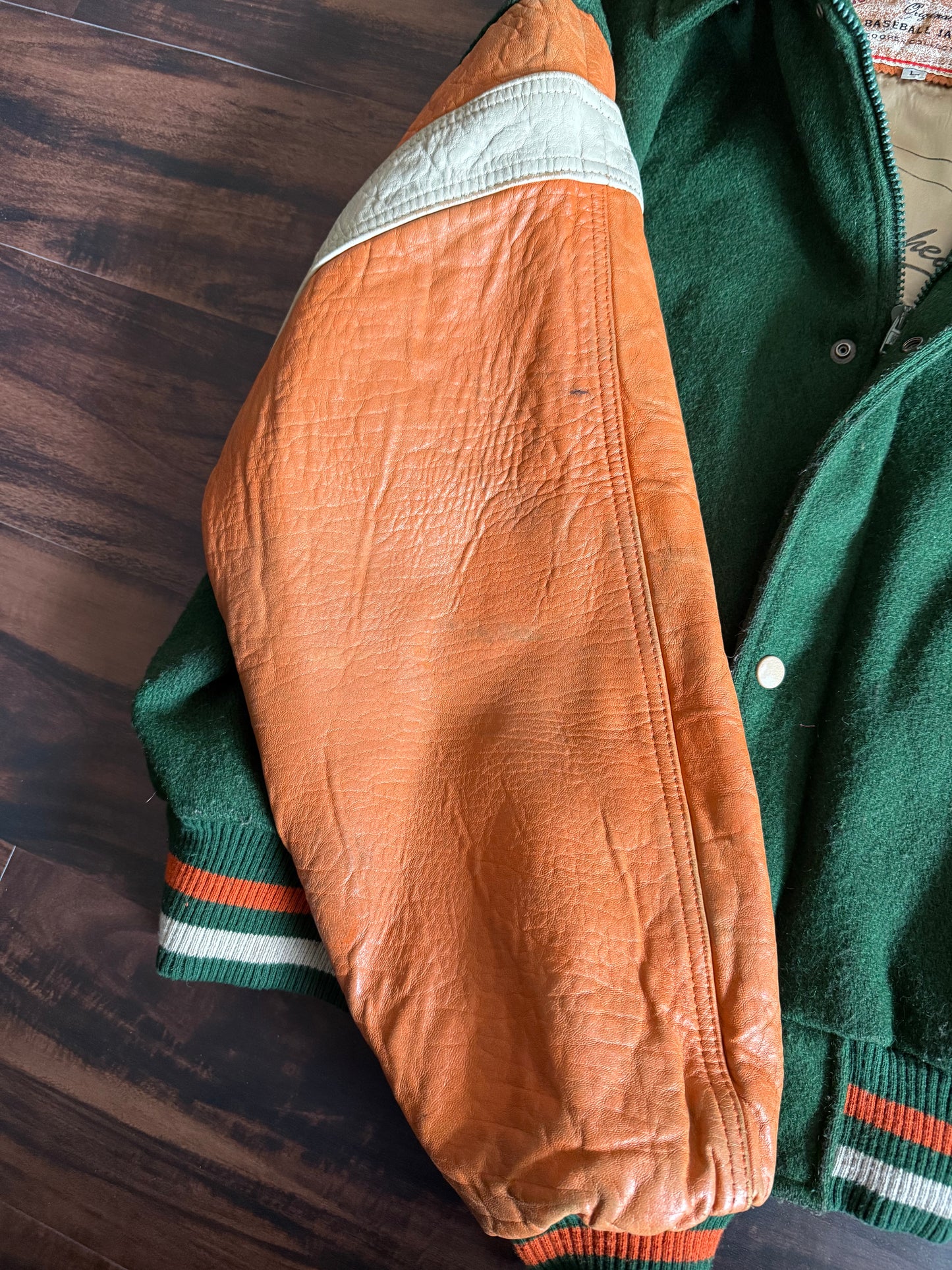 Vintage Louisville Slugger Leather & Wool Baseball Varsity Jacket- L