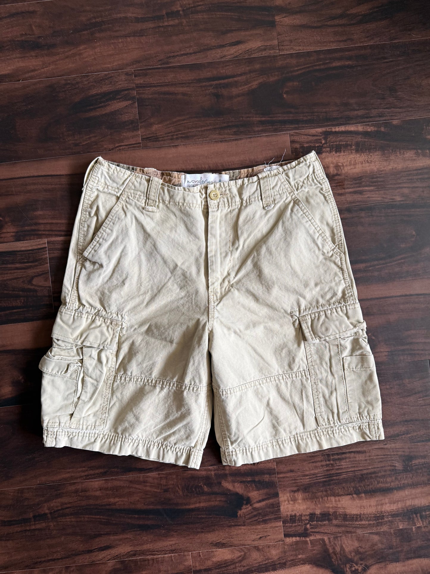 Vintage Y2K Wonderwall Tan Baggy Fit Cargo Shorts- 34
