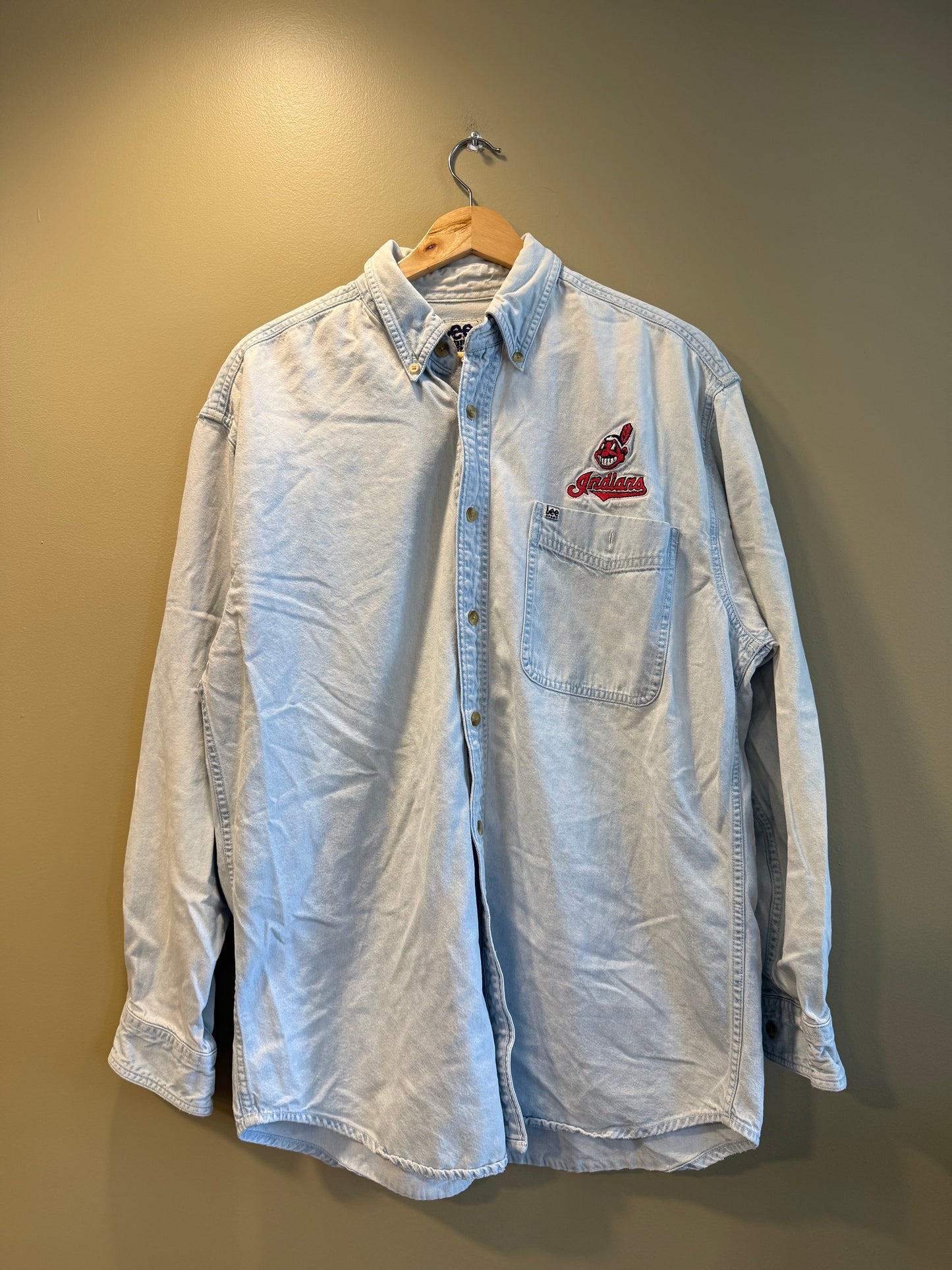 Vintage Cleveland Indians Denim Button-Up Shirt- M/L