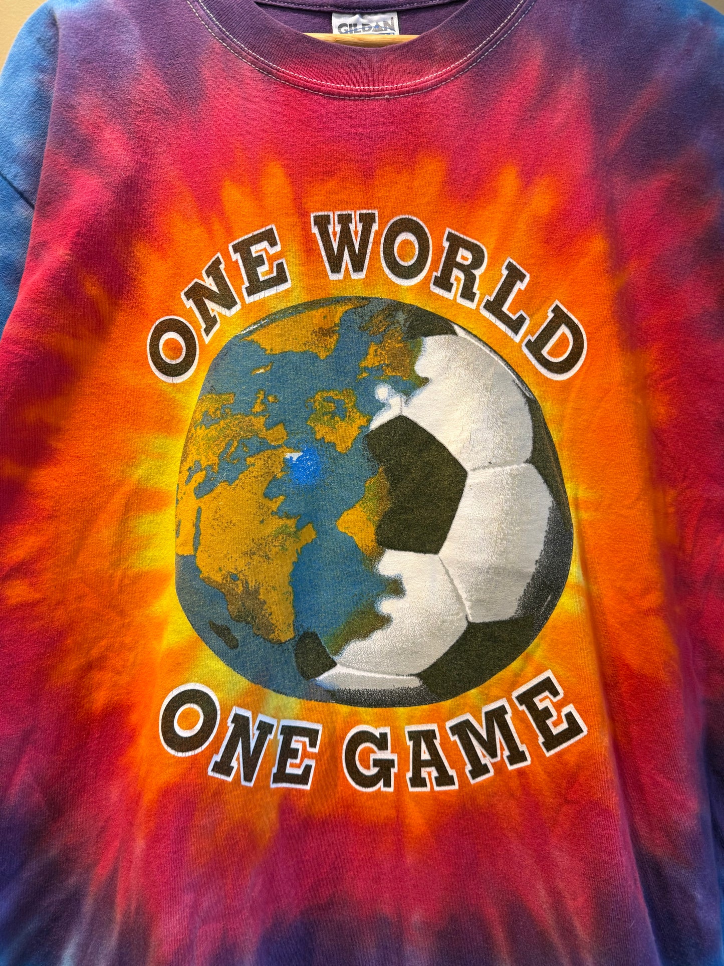 Vintage One World One Game Football Soccer Tie Dye T-Shirt- L