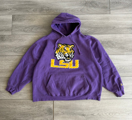 Vintage Louisiana State University Tigers Purple Hoodie Sweatshirt- XL