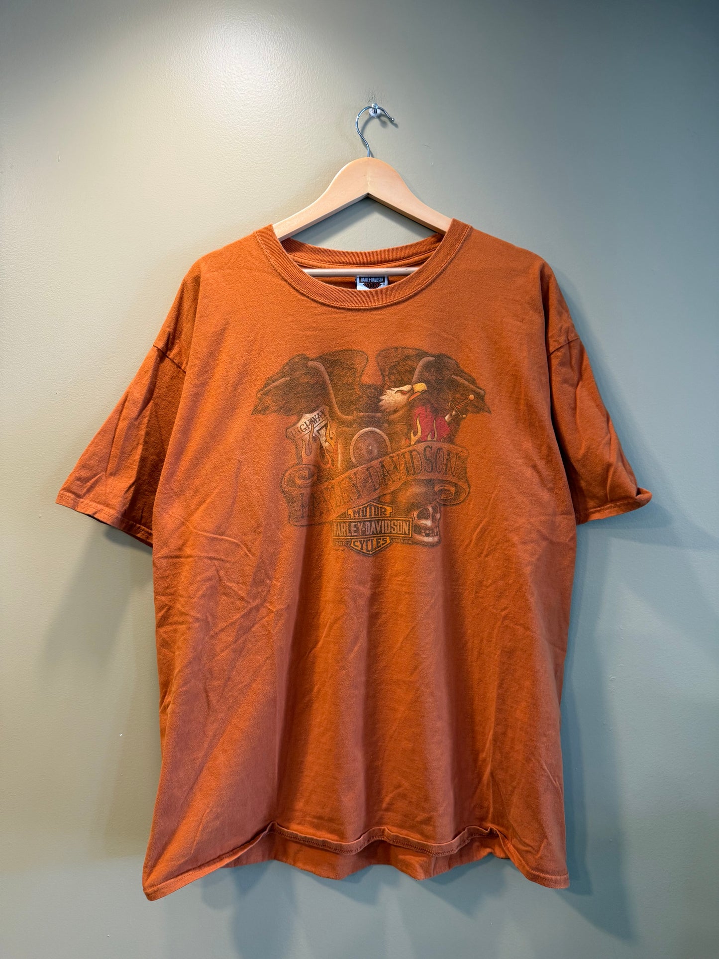 Vintage Harley Davidson Orange Eagle T-Shirt- XL