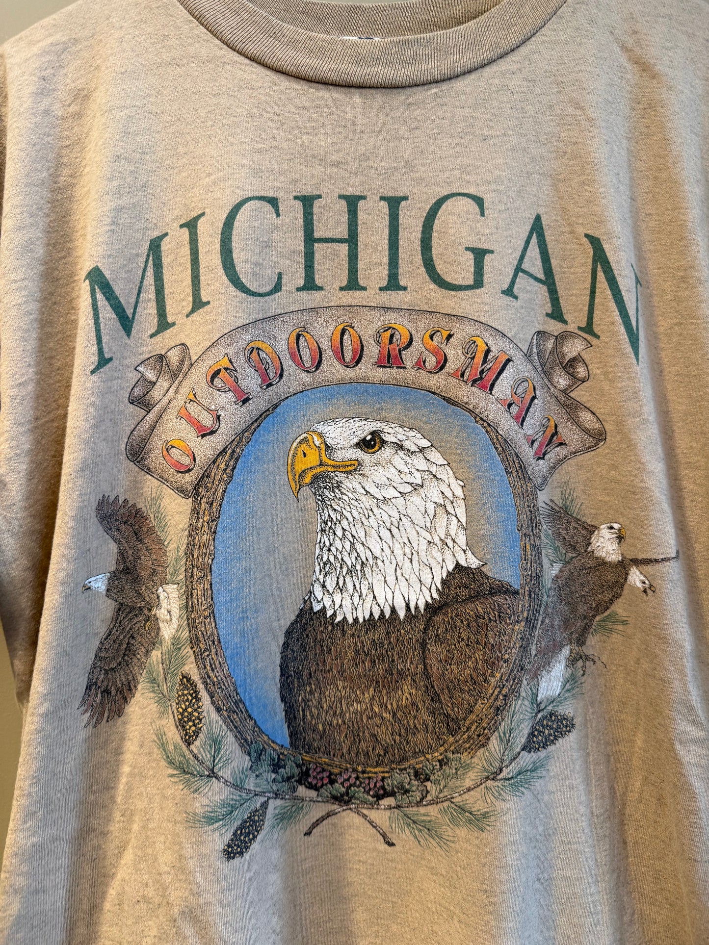 Vintage Michigan Outdoorsman Bald Eagle Nature T-Shirt- M/L