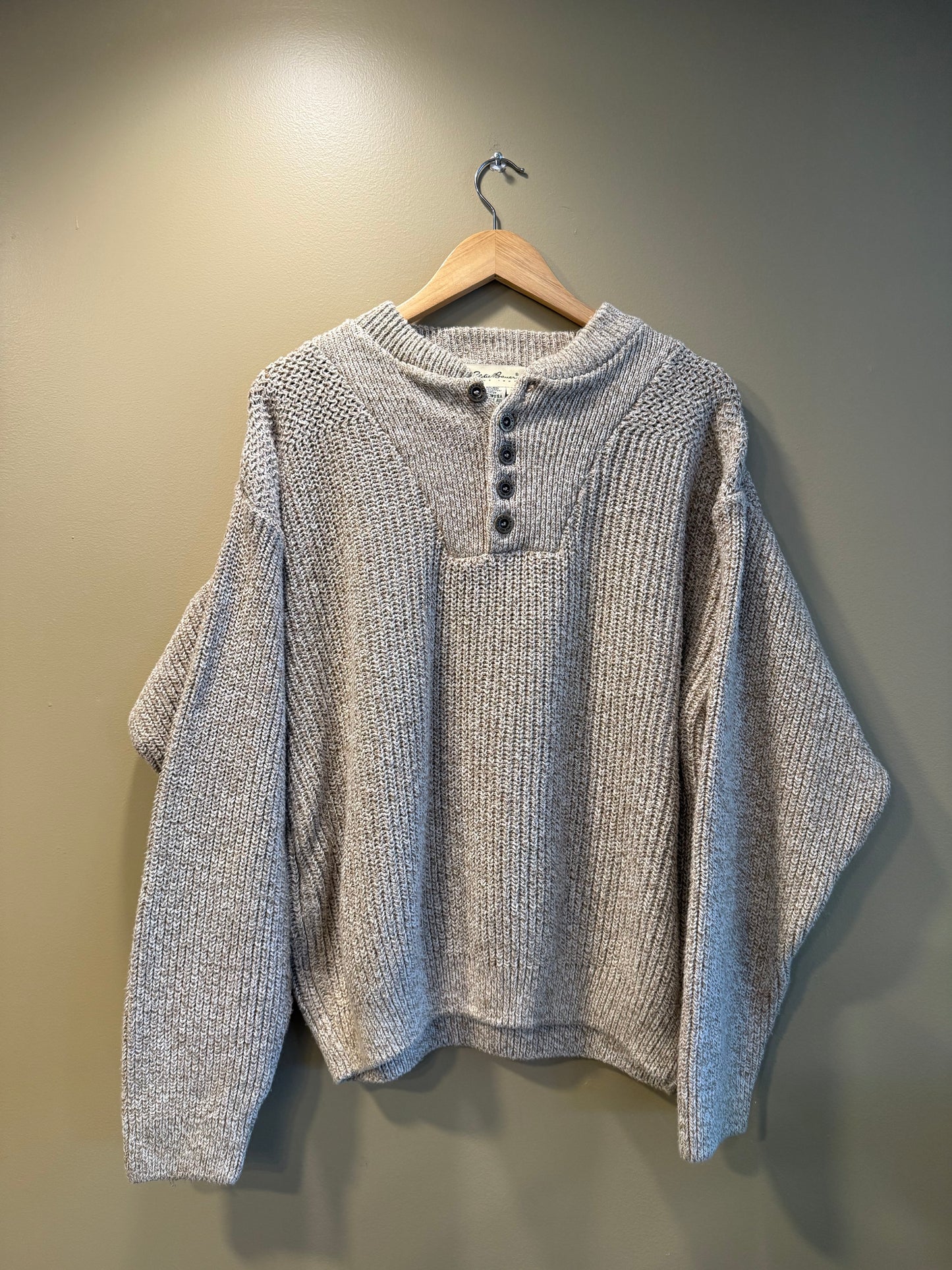 Vintage Eddie Bauer Cotton Knit Button-Up Sweater- XL