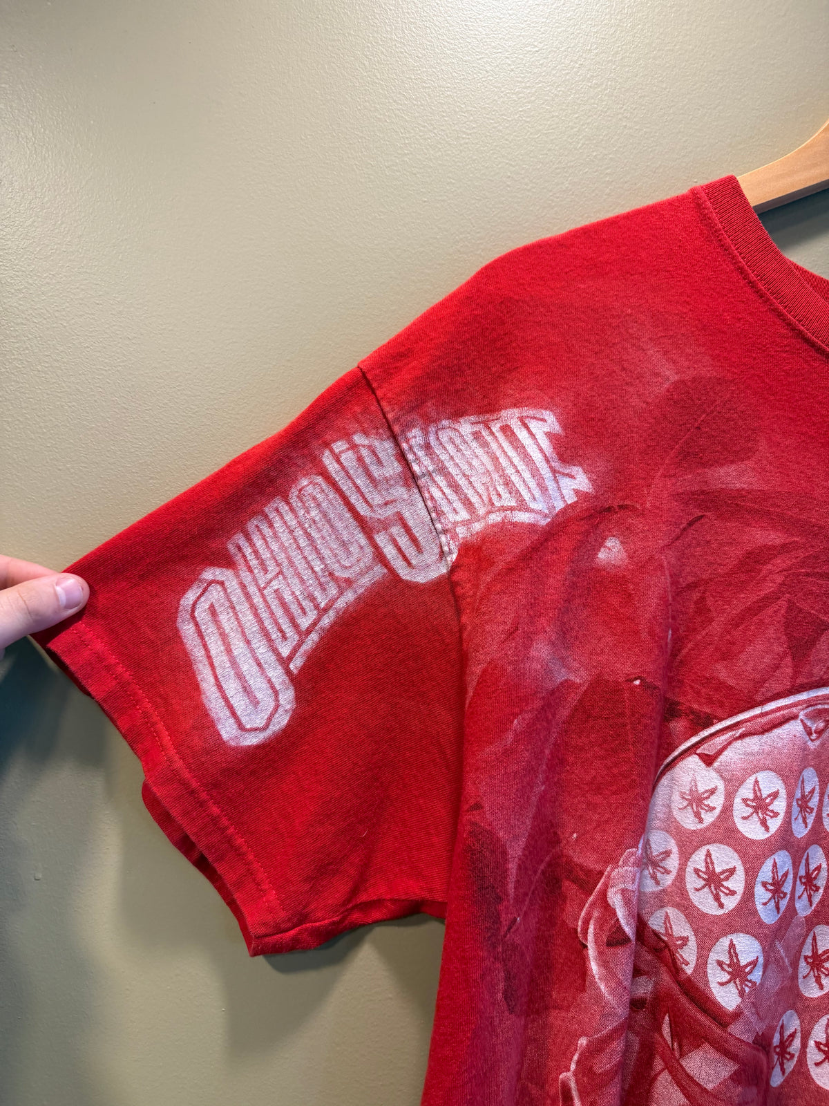 Vintage Ohio State Buckeyes Red All Over Print T-Shirt- XL