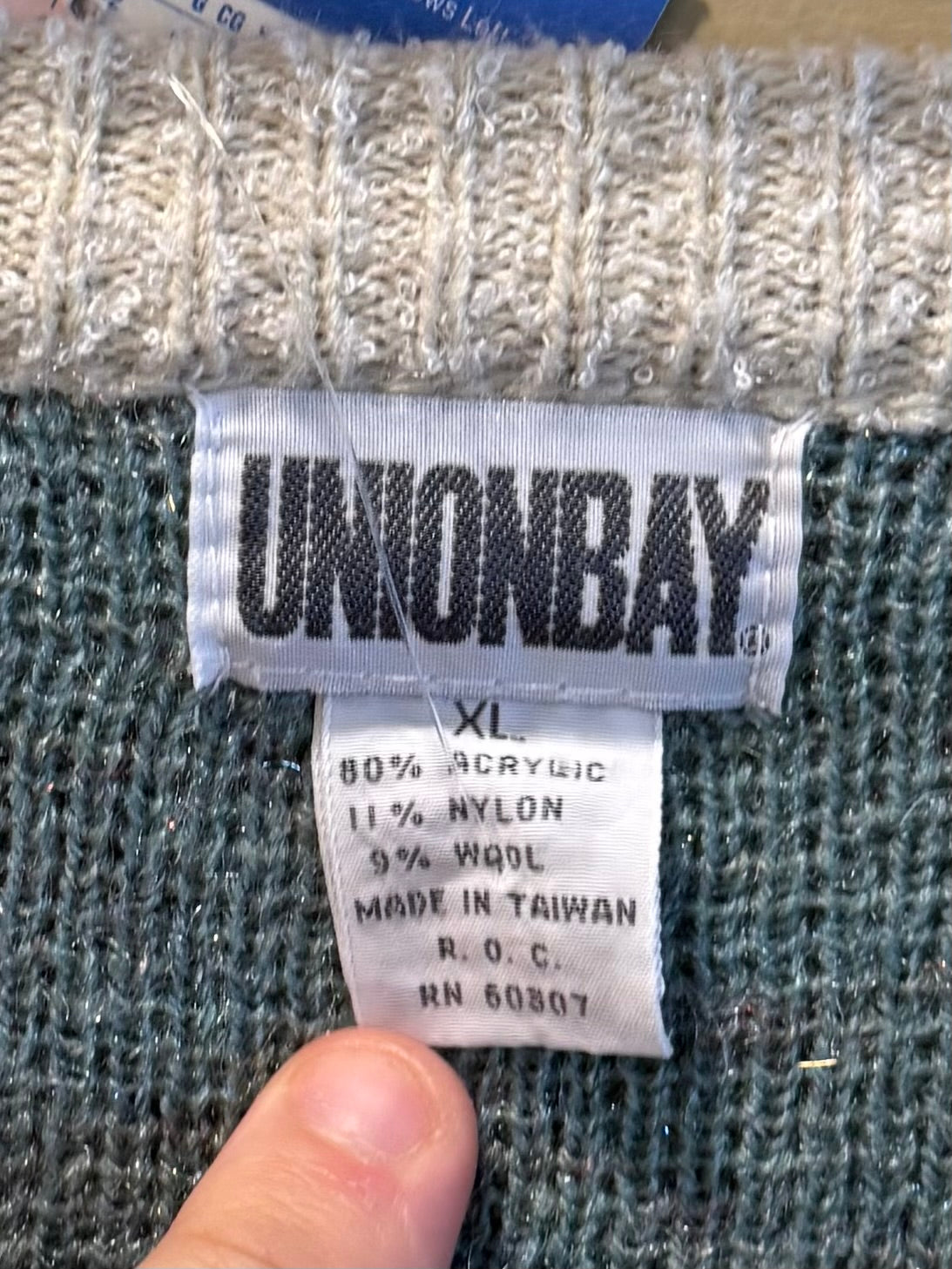 Vintage Union Bay Seafoam V-Neck Sweater- XL