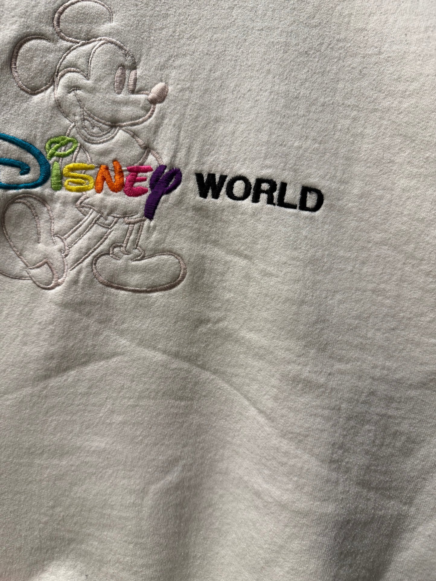 Vintage Walt Disney World Mickey Mouse Rainbow Embroidered Sweatshirt- L