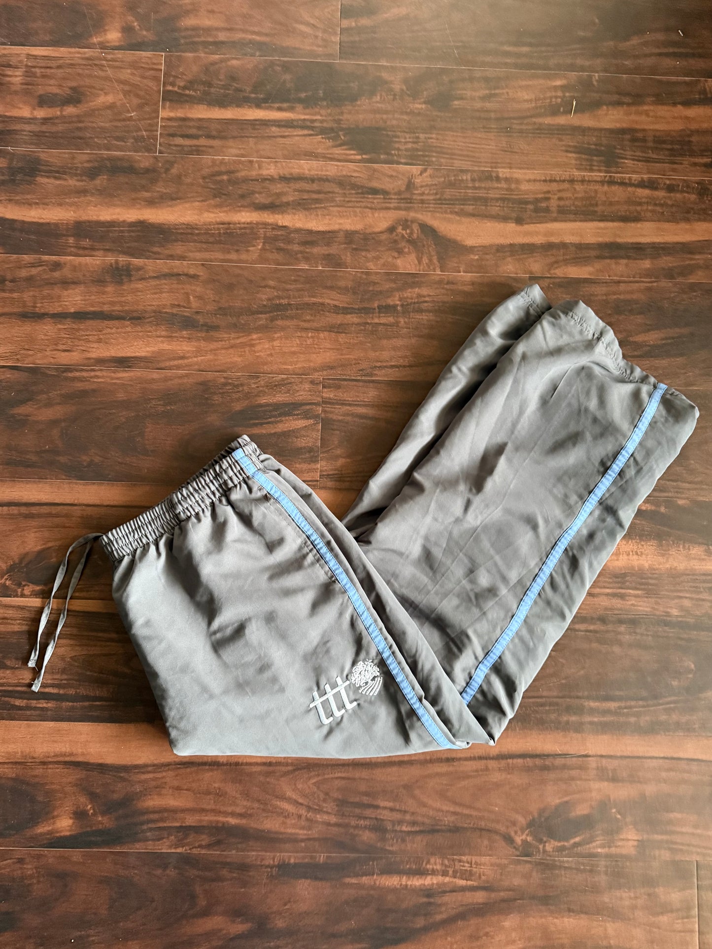 The Thrifting Tree Gray & Baby Blue Track Pants- XL