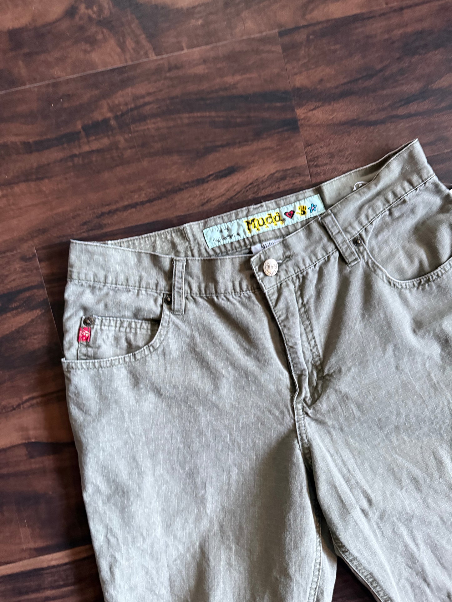 Vintage Y2K Mudd Jeans Green Canvas Flared Pants- 28x31
