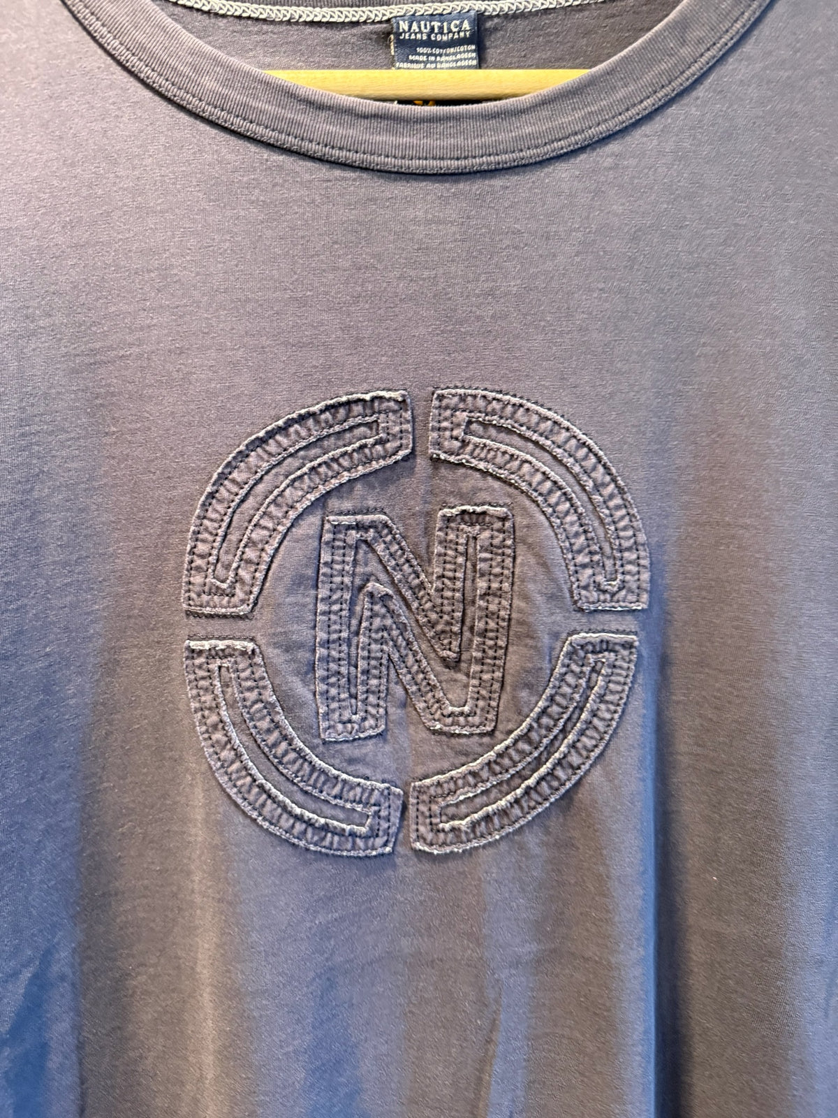 Vintage Nautica Jeans Logo Navy Blue T-Shirt - L