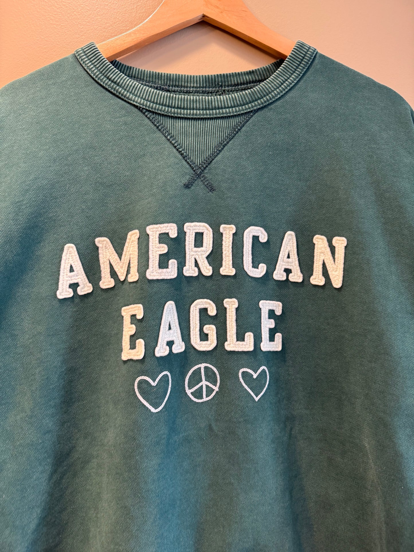 American Eagle Green Peace Crewneck Sweatshirt- L/XL