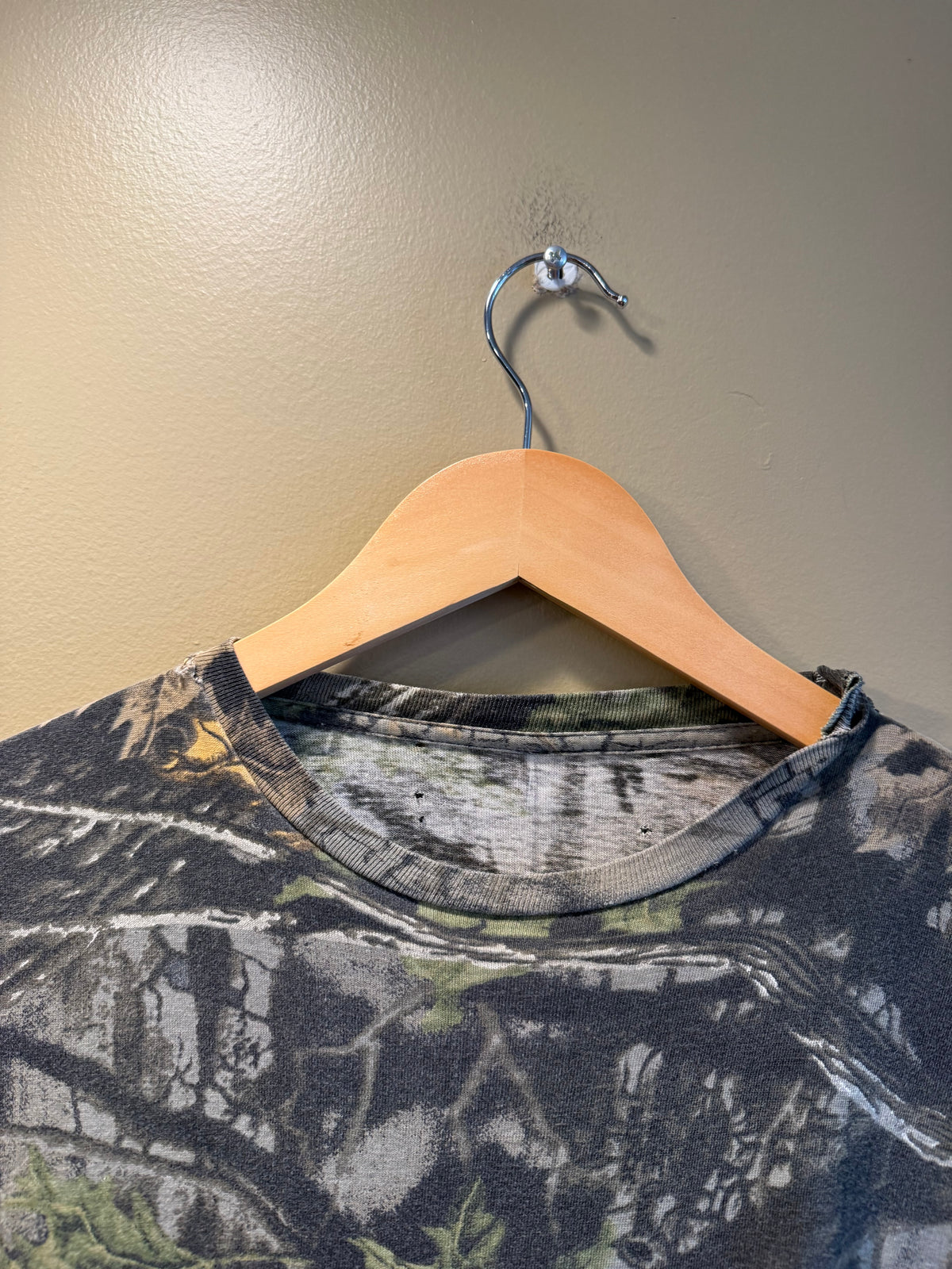Vintage SuperFlauge Tree Camo Long-Sleeve Pocket T-Shirt- XL
