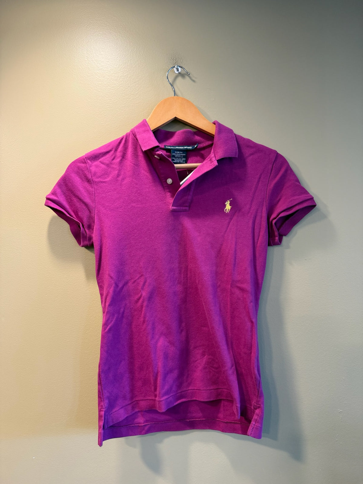 Vintage Y2K Ralph Lauren Sport Mauve Woman’s Fitted Polo T-Shirt - M