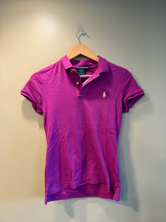Vintage Y2K Ralph Lauren Sport Mauve Woman’s Fitted Polo T-Shirt - M