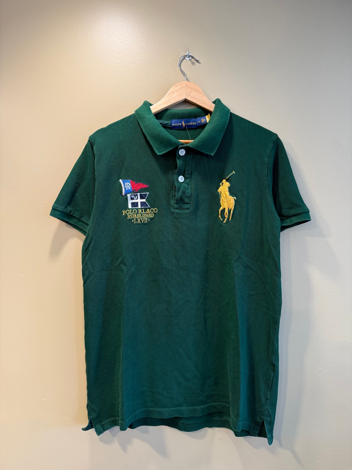 Vintage Polo Ralph Lauren Green Big Pony Polo Shirt- M
