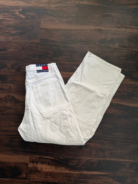 Vintage Tommy Hilfiger White Denim Carpenter Jeans- 34x33