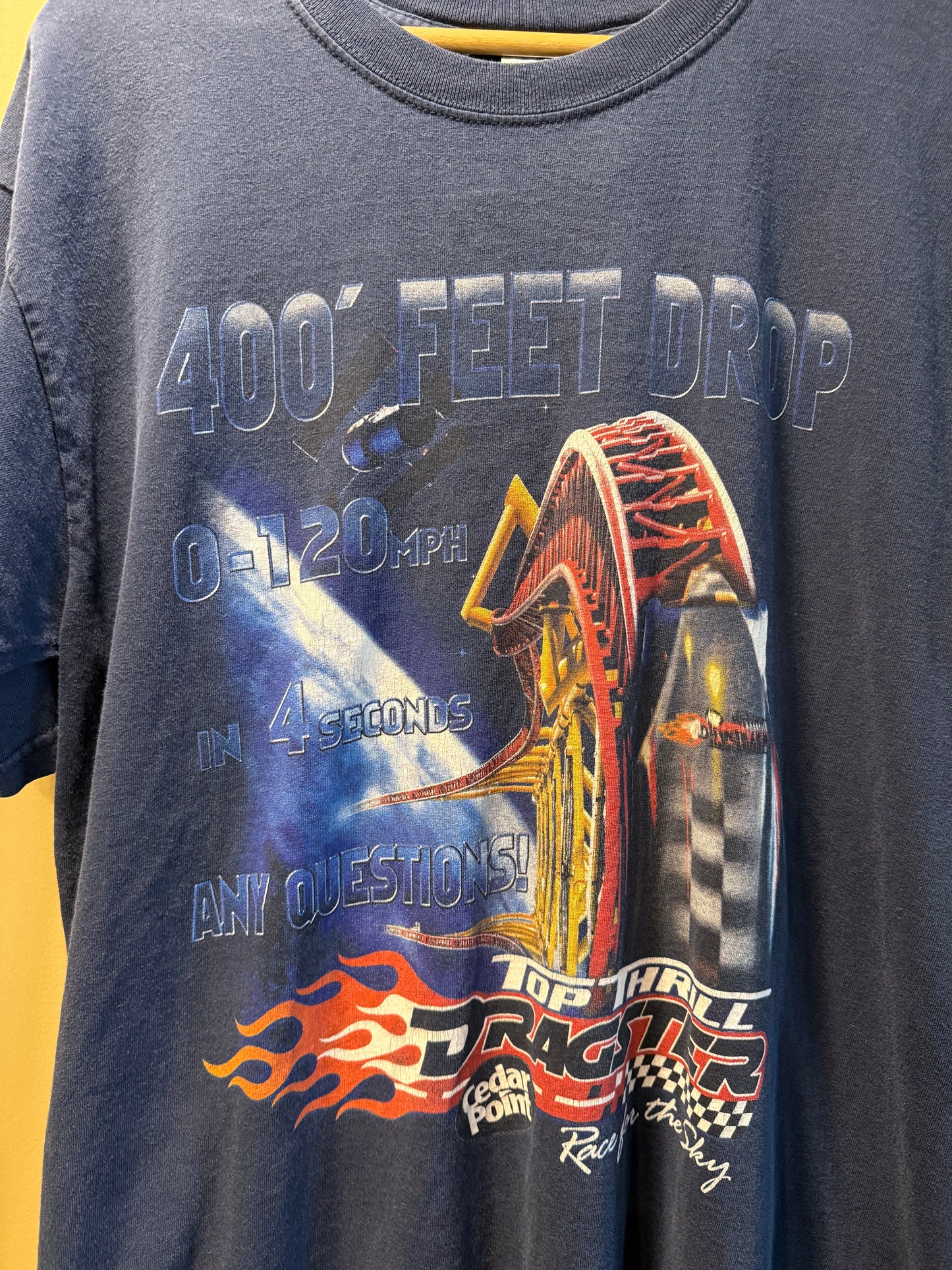 Vintage Y2K Cedar Point Top Thrill Dragster T-Shirt- L