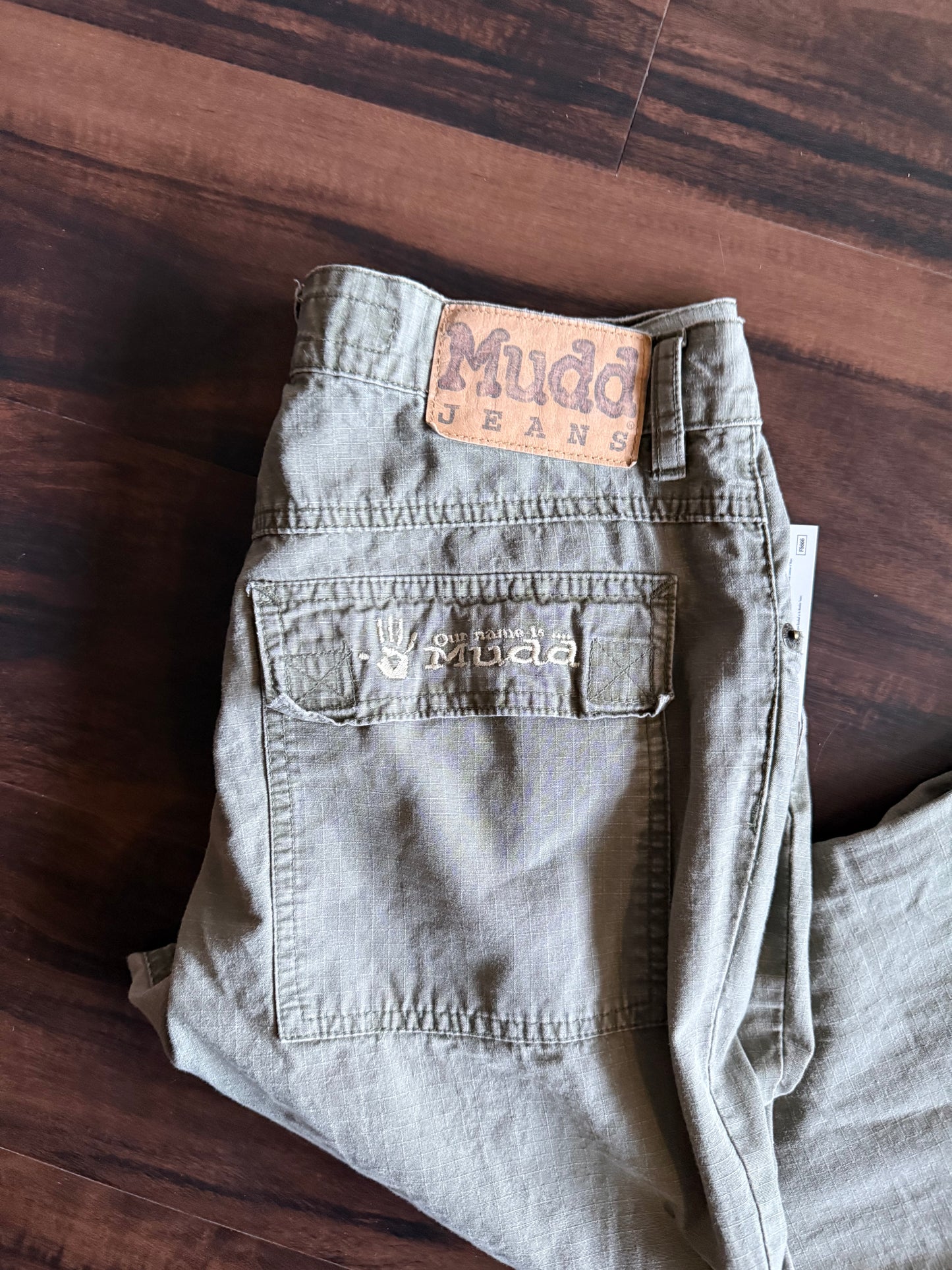 Vintage Y2K Mudd Jeans Green Canvas Flared Pants- 28x31