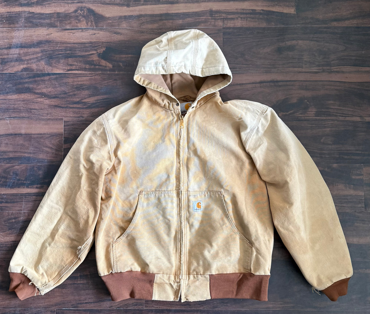 Vintage Carhartt Made In USA Hooded Tan Jacket- L