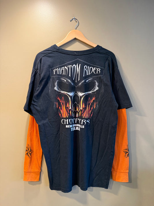Vintage Phantom Rider Choppers Biker For Life Long Sleeve T-Shirt- L