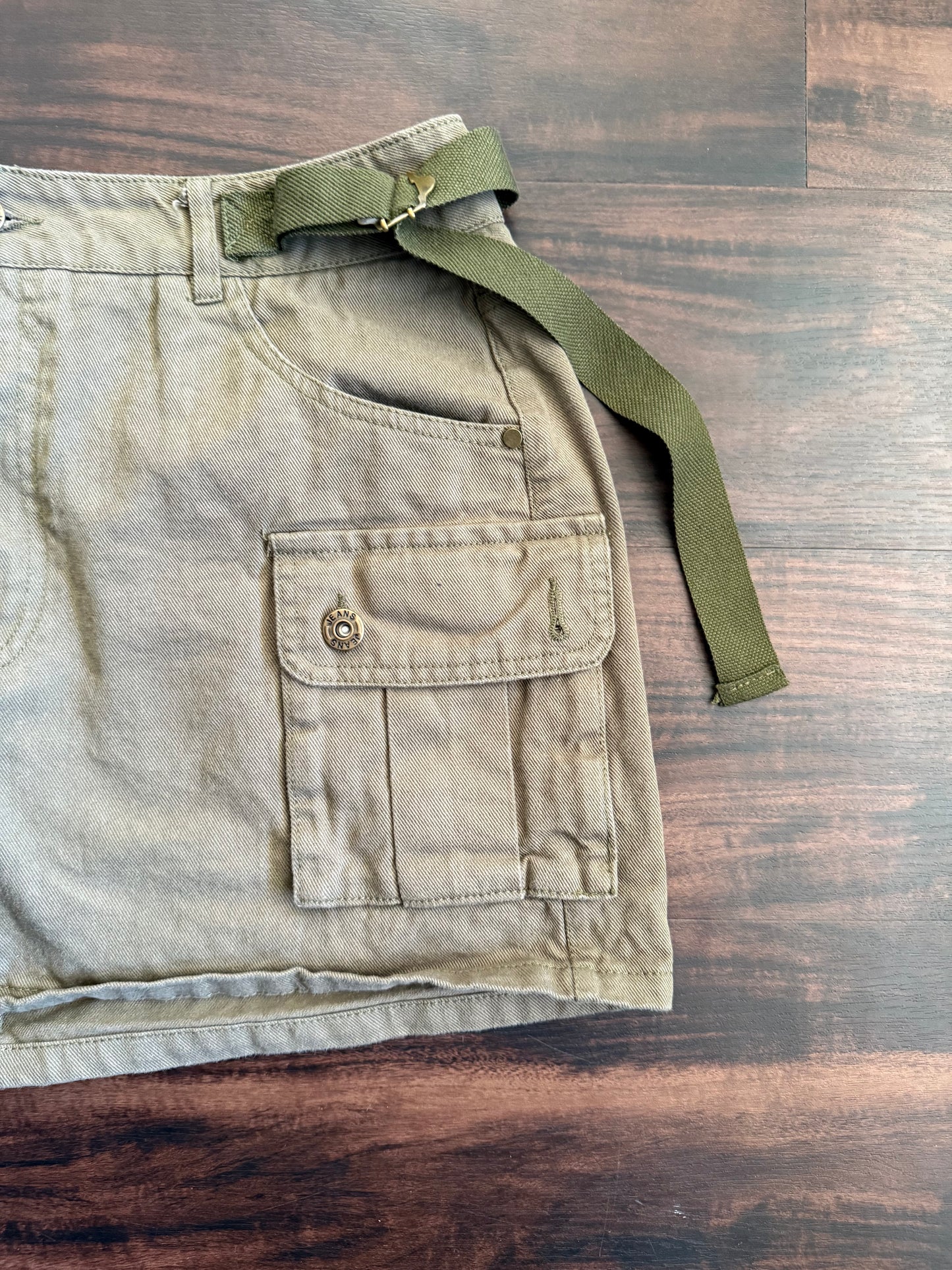 Vintage Y2K Green Military Canvas Skirt- 32