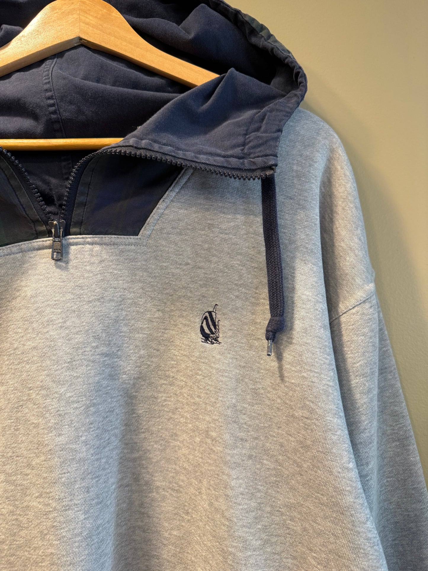 Vintage Nautica Gray Sailing Two-Tone Hoodie Sweatshirt- XL