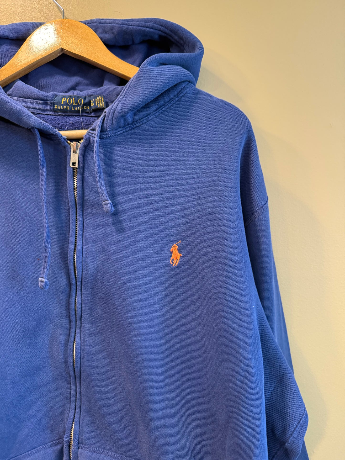 Vintage Polo Ralph Lauren Distressed Blue Hoodie Sweatshirt- XL